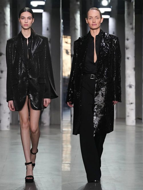 michael kors collection 2023秋冬系列,光澤露腰,流蘇開叉