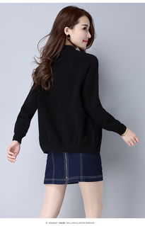 r新品秋冬2047熱銷女式純色貼皮立領(lǐng)休閑針織女裝 韓版長袖外套